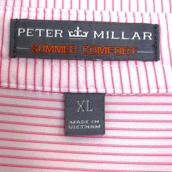 Peter Millar Summer Comfort Pink Stripe Performance Golf Polo Shirt Mens XL - Picture 4 of 10
